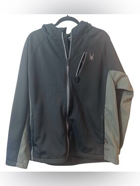 Jacket Black and Gray SPYDER Size Large Full Zip Fleece Lined Pockets EUC Warm
